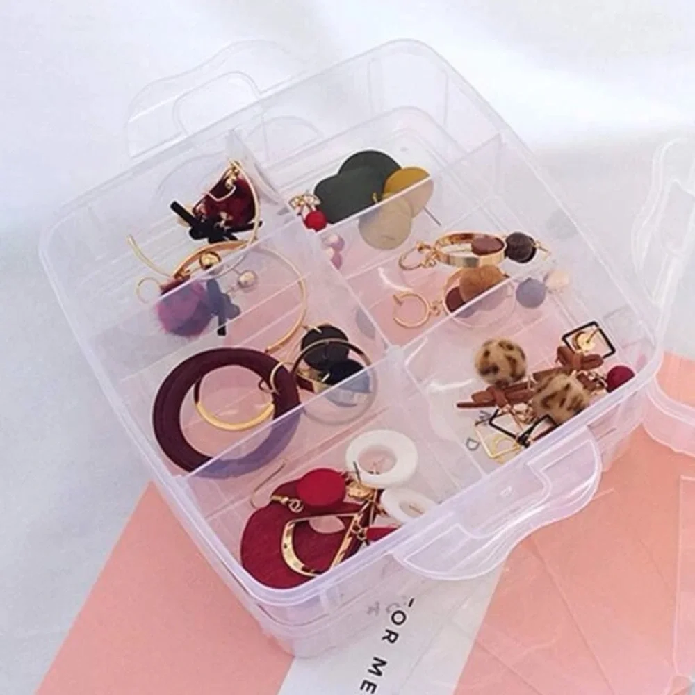 NWT 2 Transparent Clear 18 Grid 3 Layer Stackable Storage Carrying Containers
